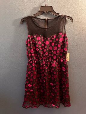 Forever 21 Black Dress with Hot Pink Polka Dots